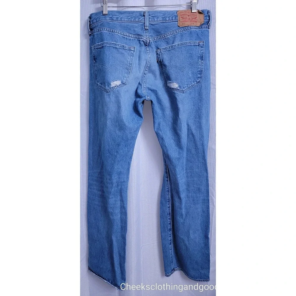 Levis 501 Distressed Light Wash Button Fly Jeans Men's 36x34